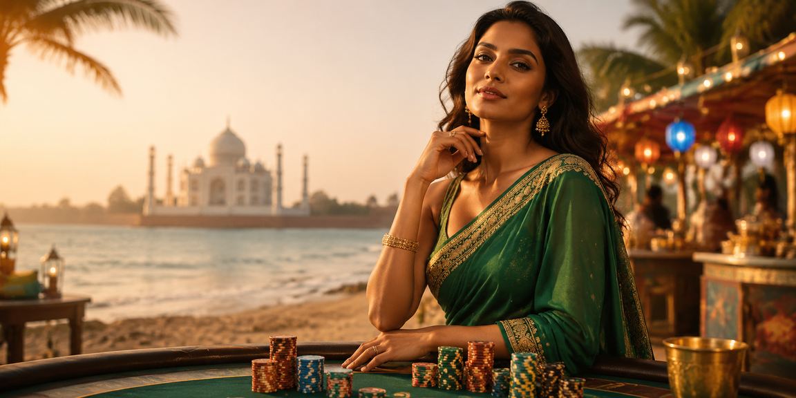 Players enjoying dice games table at a live casino in traditional Indian attire